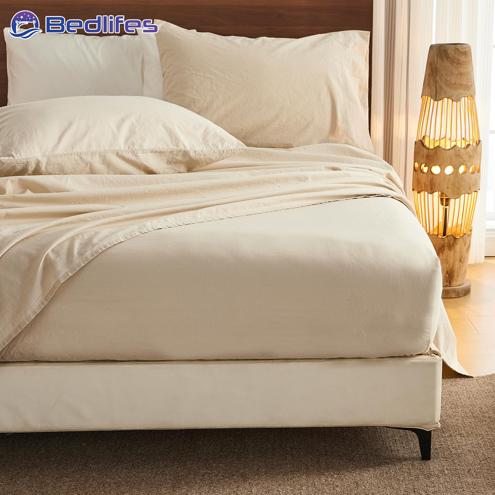 Bedlifes bedroom ambience with linen adds natural elegance to your space.