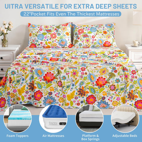 Bedlifes deep-pocket set enables quick bed-making and keeps linens neat.