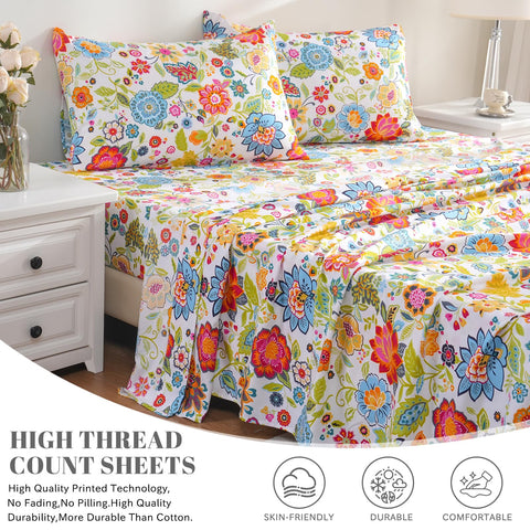 Bedlifes floral print close-up highlights vibrant, fade-resistant design for lasting appeal.