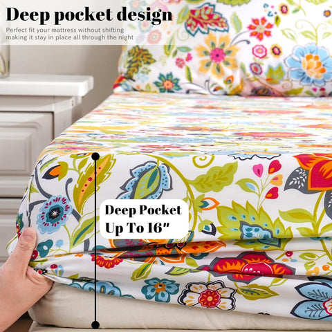 Bedlifes floral spring pattern close-up shows cheerful, season-ready detail.
