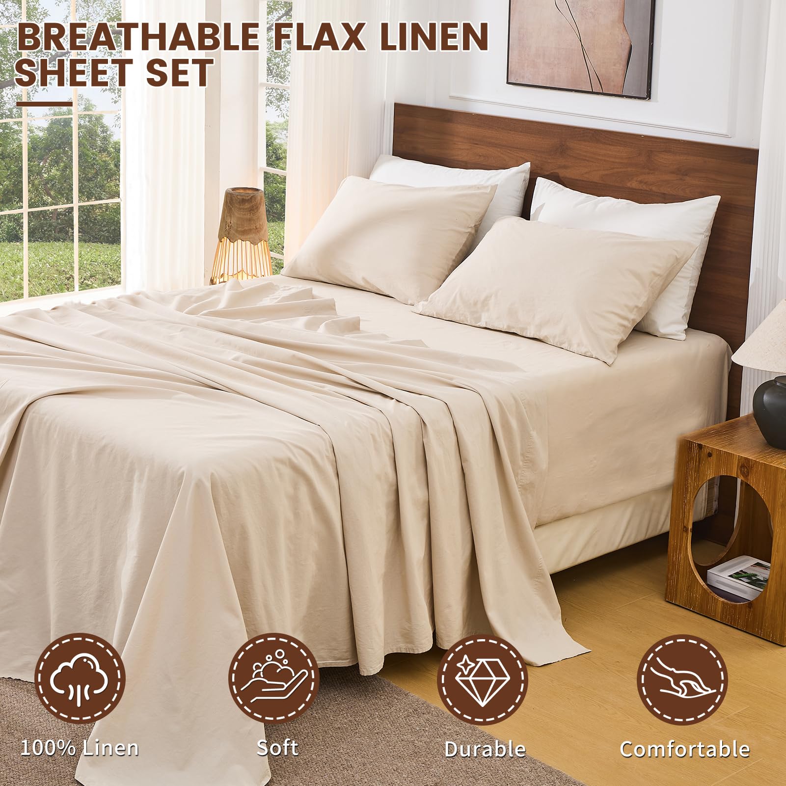 Bedlifes queen bed with pillows displaying hotel-like linen comfort.