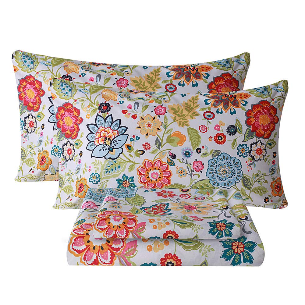 Bedlifes King Sheet Set with ultra-soft floral design for cozy comfort.