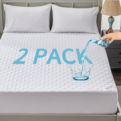 BEDLORE 2 pack waterproof twin mattress protector with TPU layer for spill protection