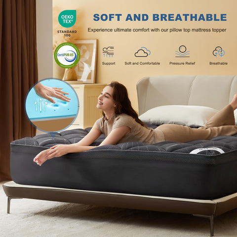 BEDLORE 4-Inch Queen Topper breathable fabric keeps sleepers cool.
