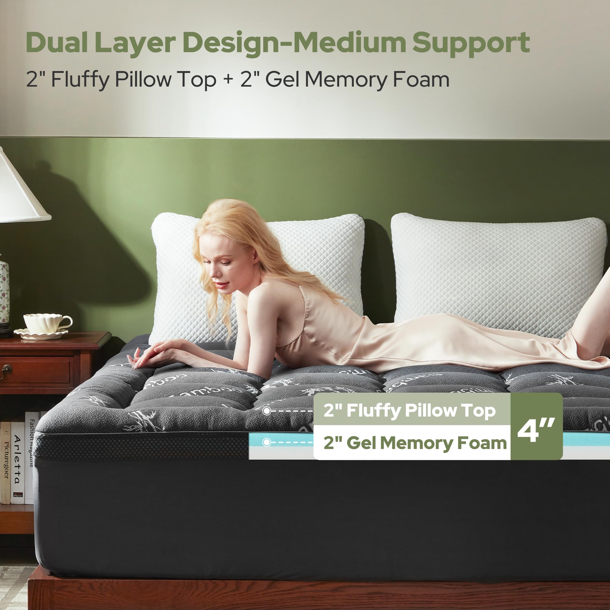 BEDLORE plush pillow-top layer adds cushioned comfort