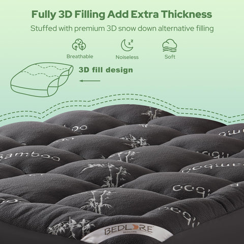 BEDLORE dark gray topper on bed for versatile decor
