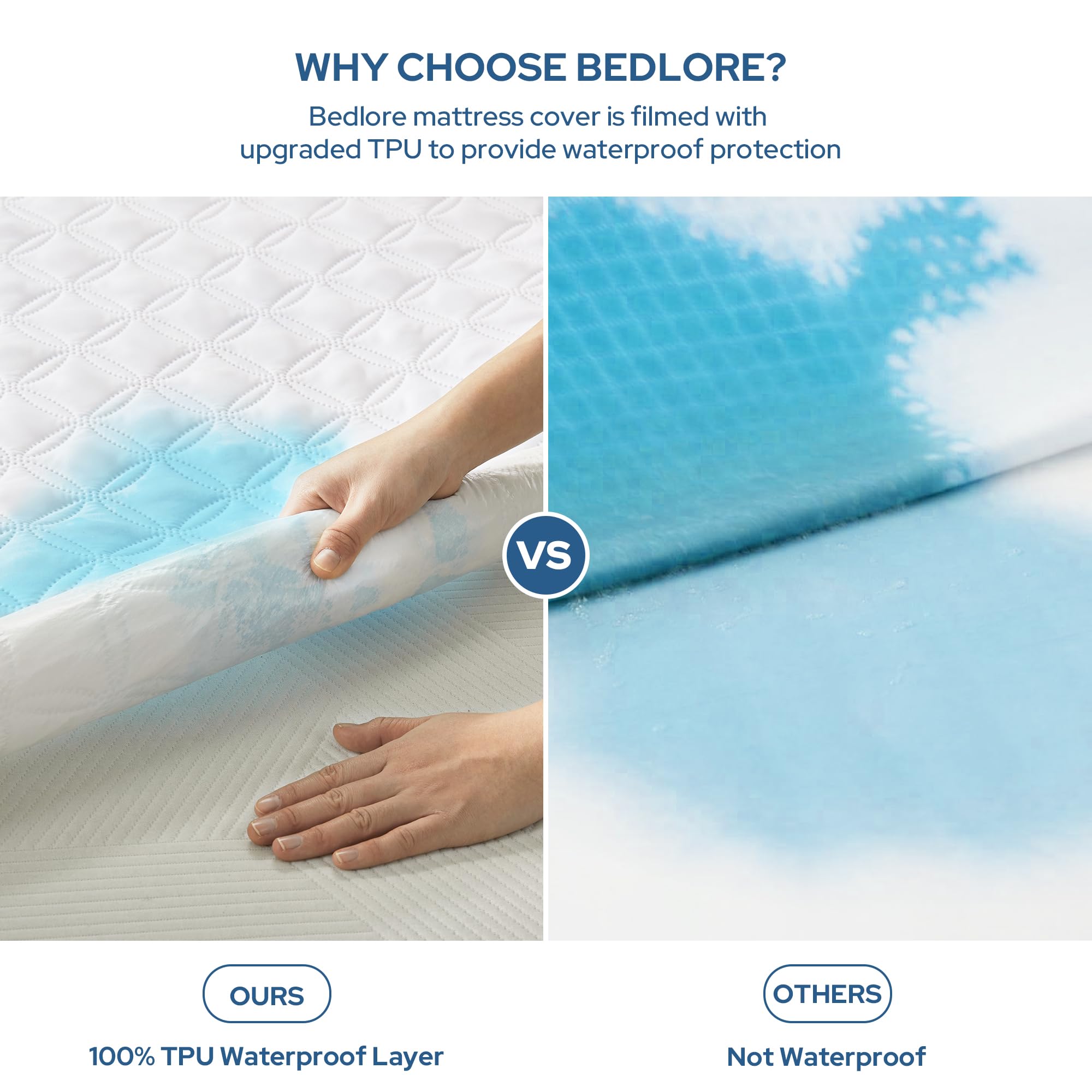 BEDLORE deep pocket design up to 18 inches for secure fit