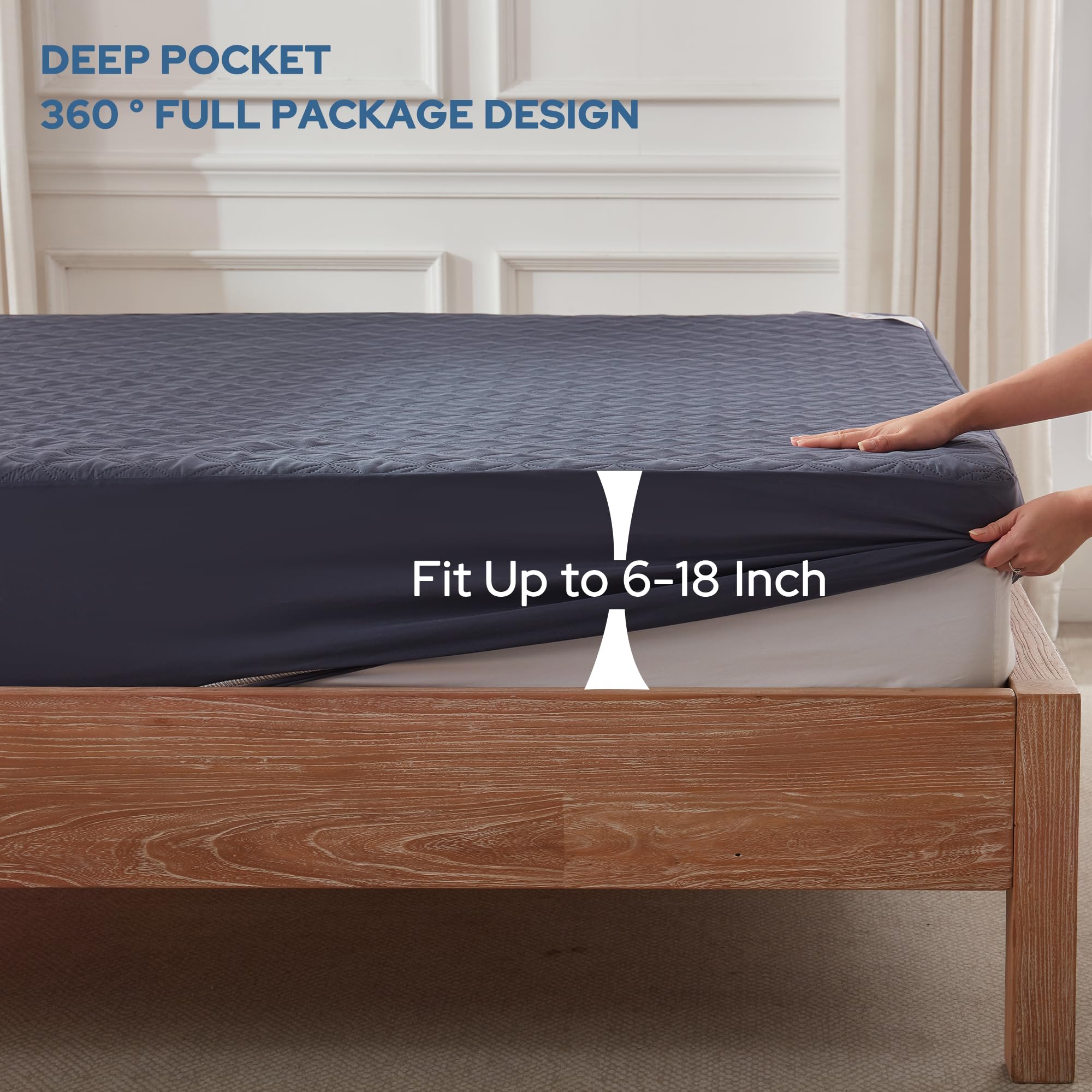 BEDLORE deep-pocket design fits thick mattresses securely