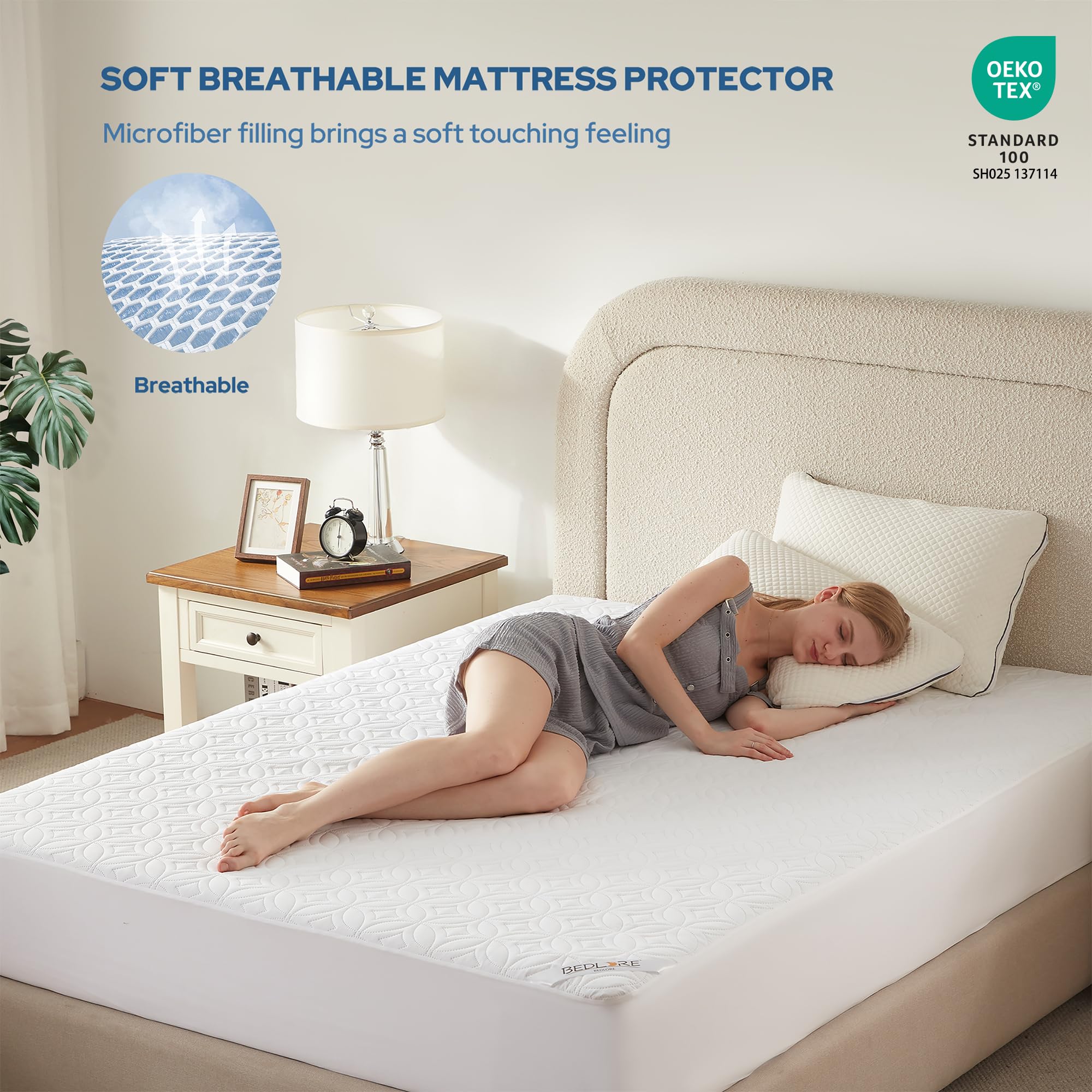 BEDLORE deep-pocket elastic skirt fitting a mattress