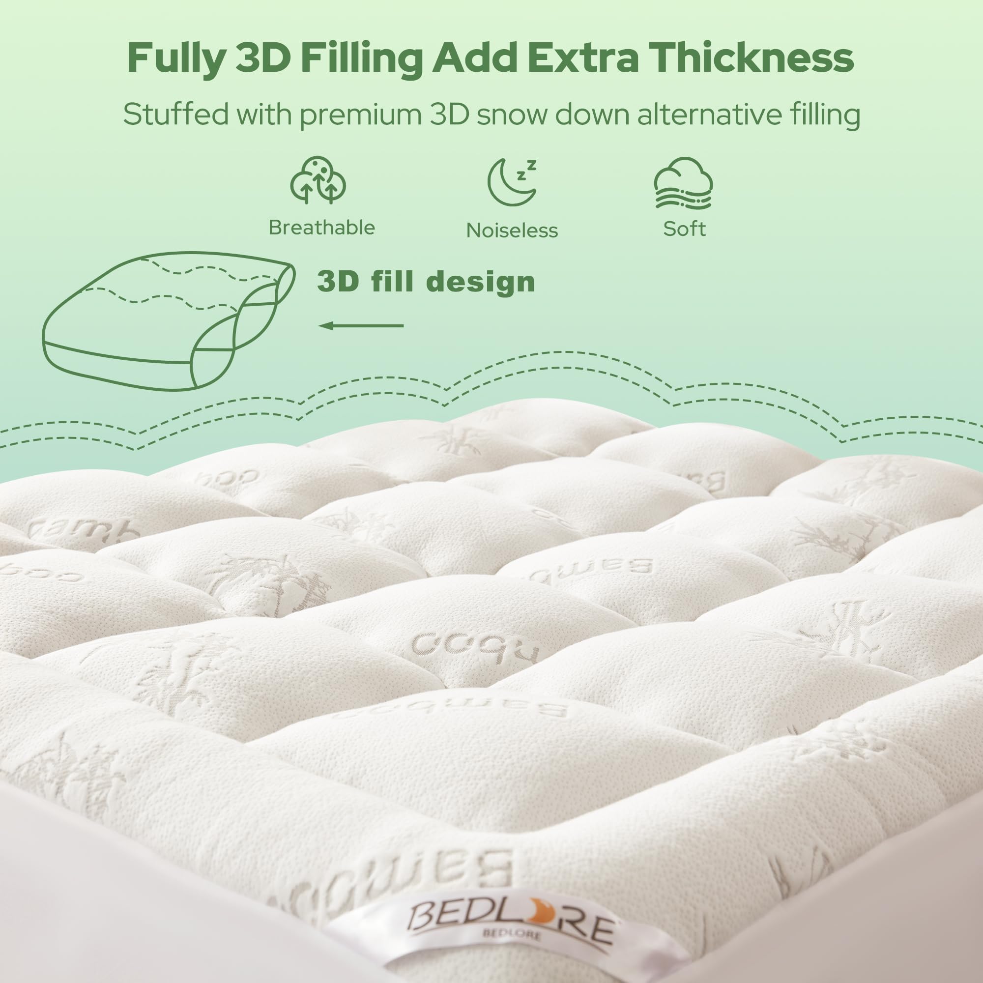 BEDLORE dorm-ready Twin XL topper fits college dorm beds