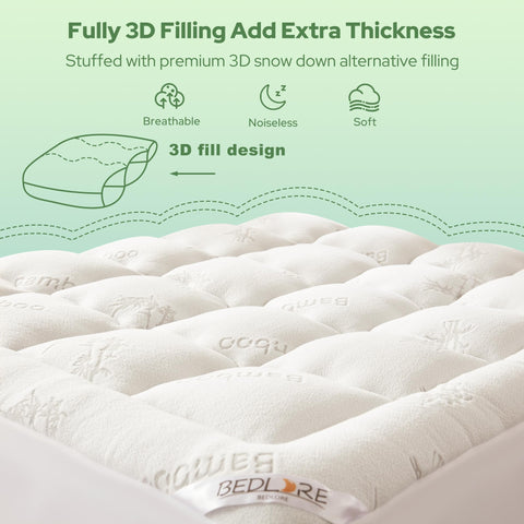 BEDLORE dorm-ready Twin XL topper fits college dorm beds