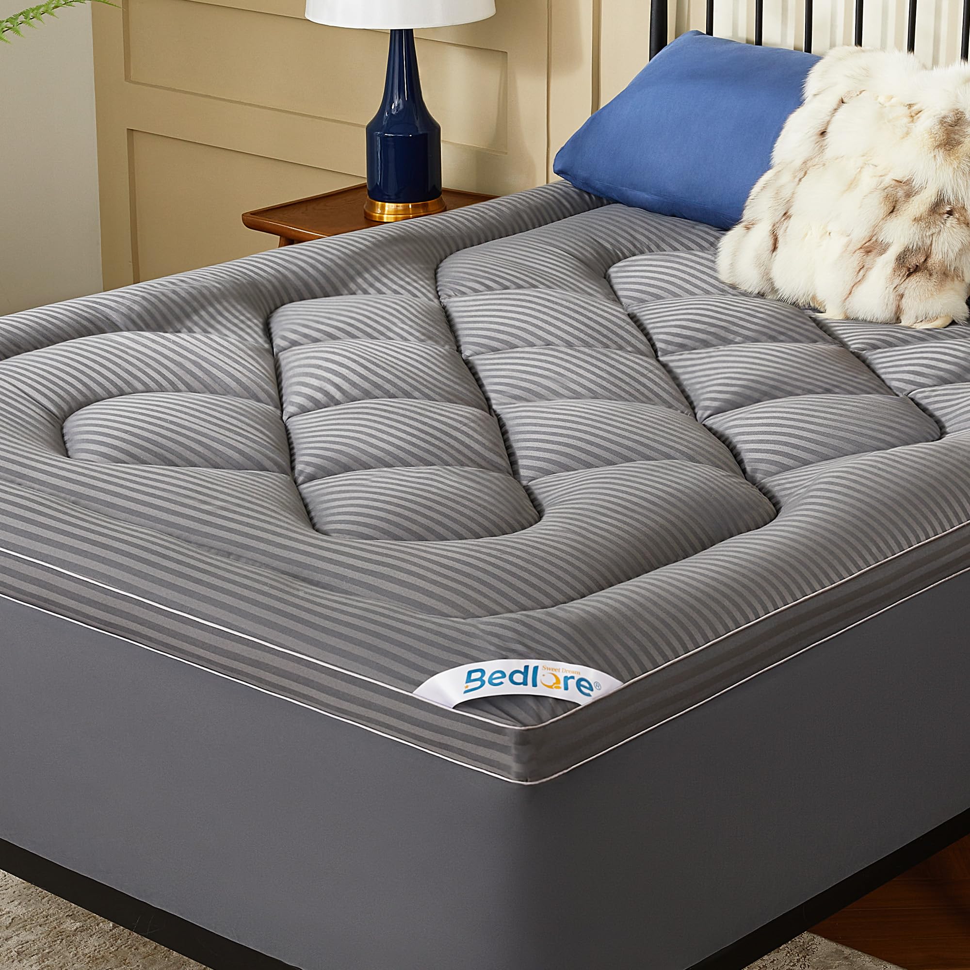 BEDLORE full-mattress-topper with soft pillow-top cover for enhanced comfort.