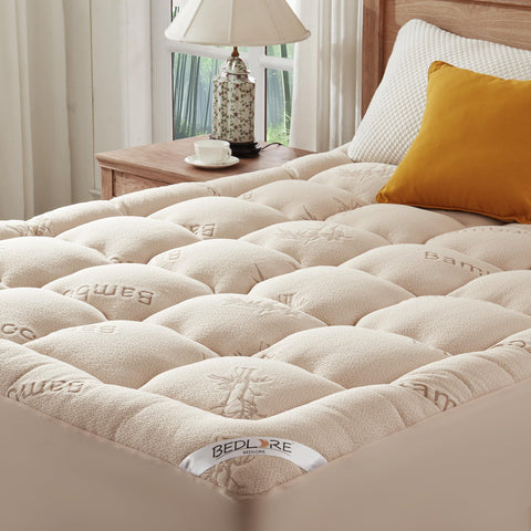 BEDLORE full-size mattress topper beige for enhanced comfort and fit