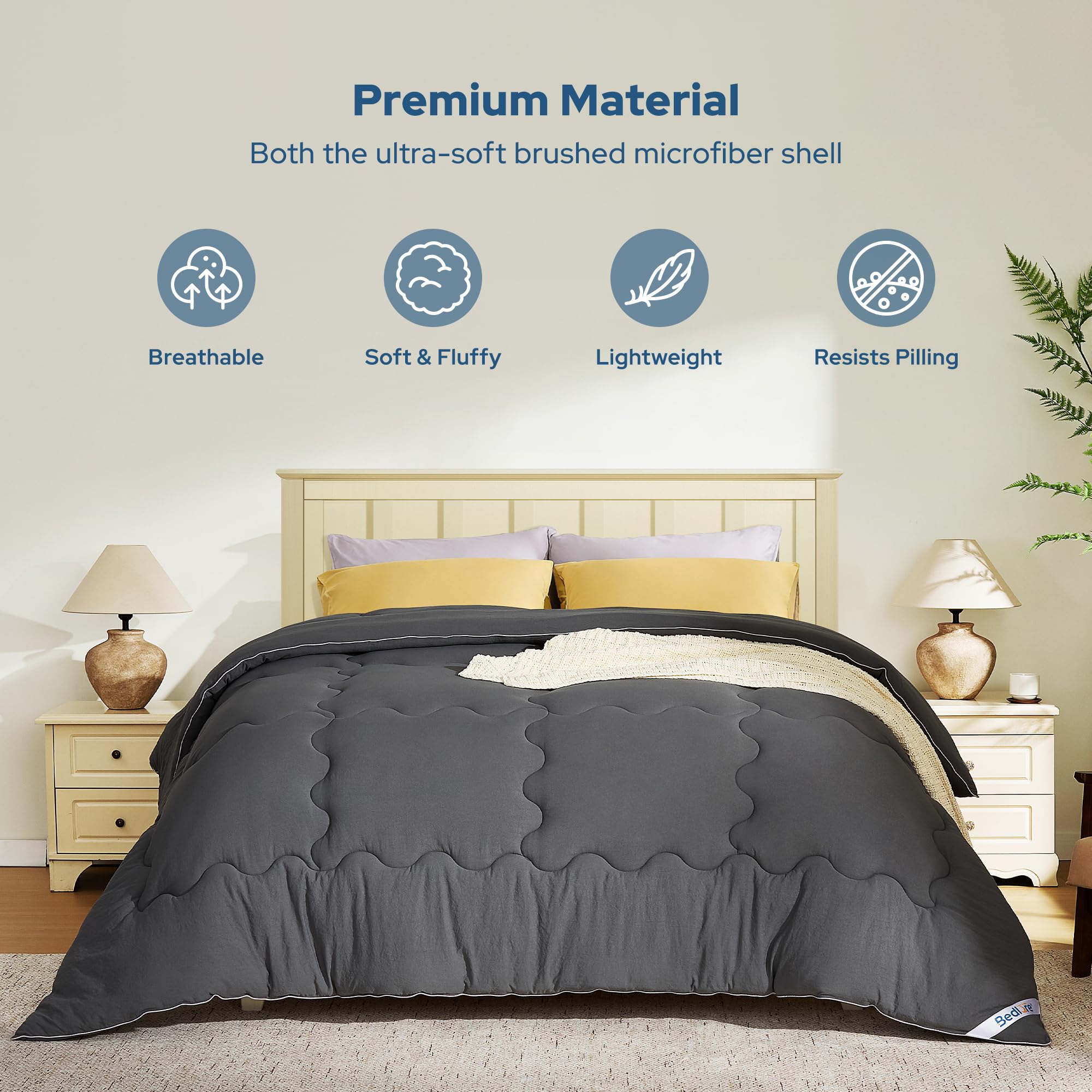 BEDLORE King Comforter Duvet Insert is machine washable for easy care and everyday use.