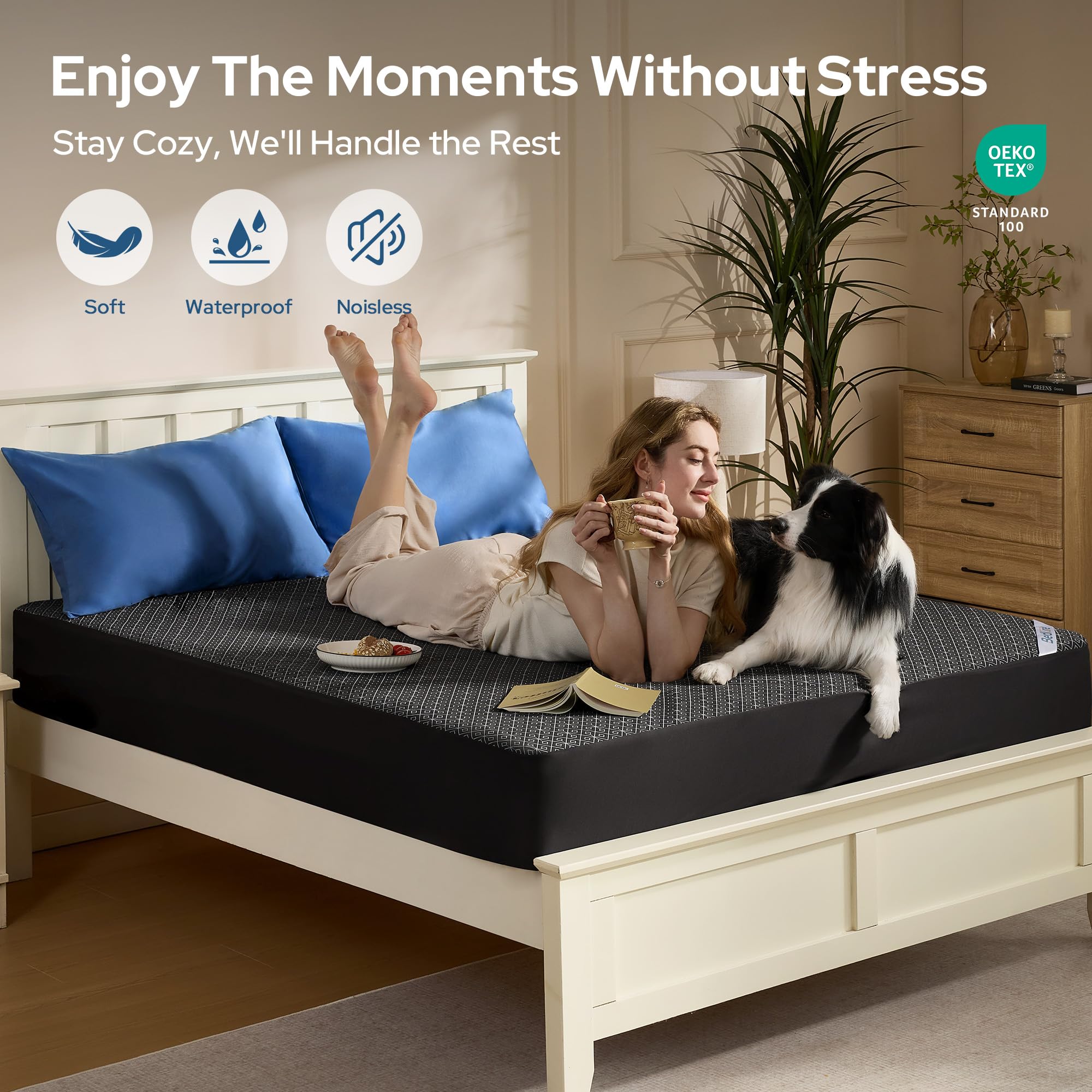 Bedlore King Mattress Protector noiseless surface for quiet sleep.
