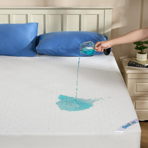 BEDLORE King Mattress Protector waterproof image highlighting spill protection and durability