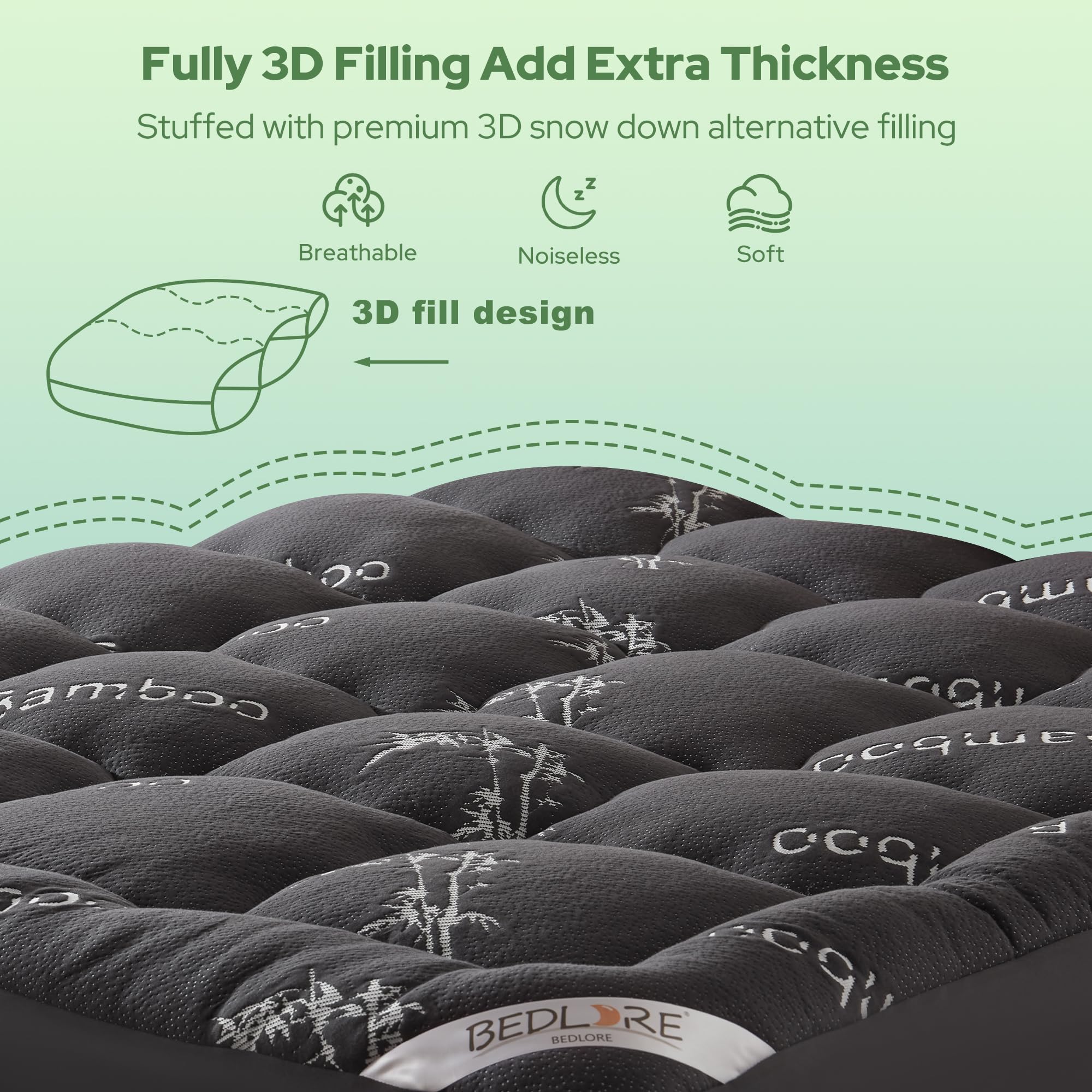 BEDLORE King Topper breathable material helps you stay cool all night.
