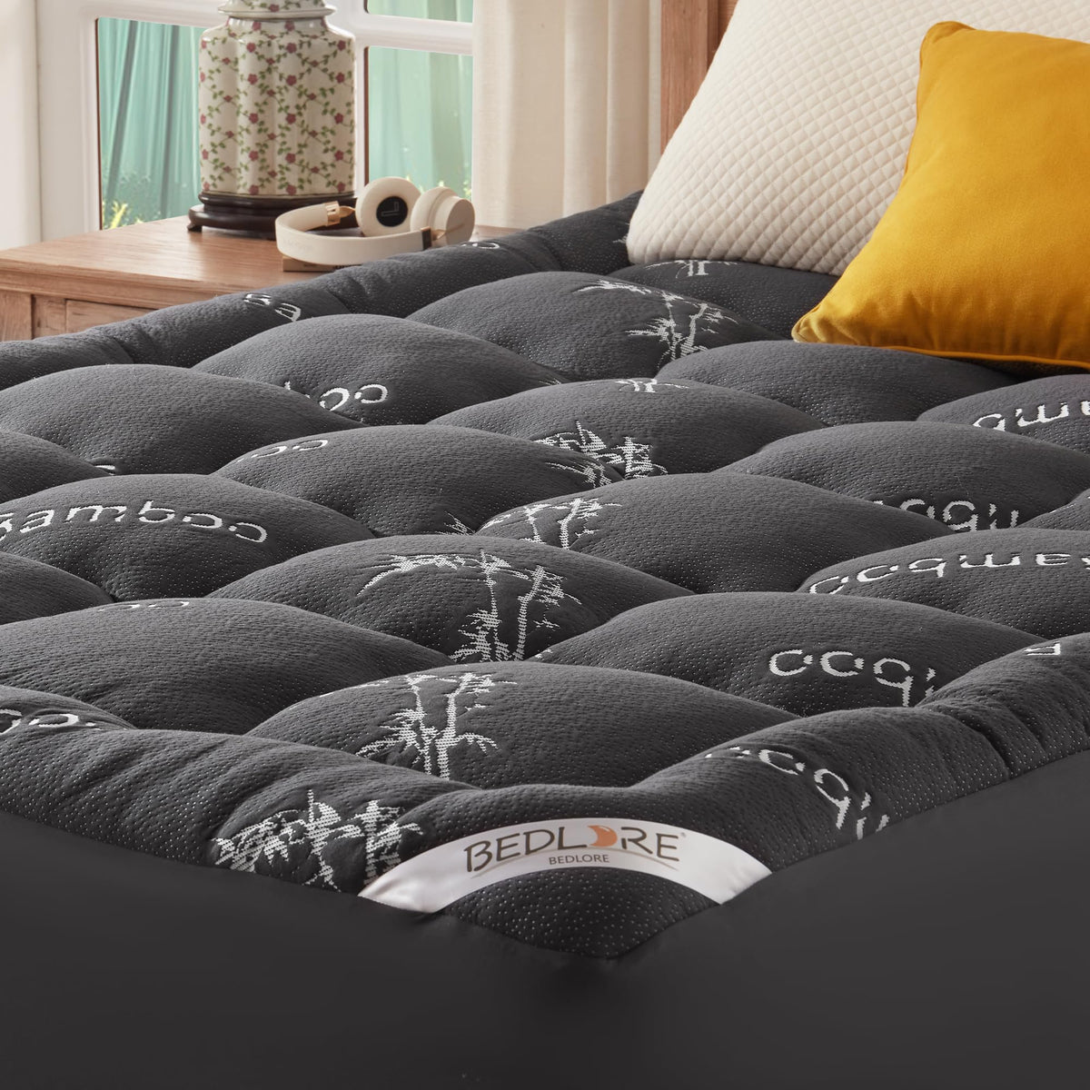 BEDLORE King Topper fabric close-up showing premium bamboo viscose blend for comfort.