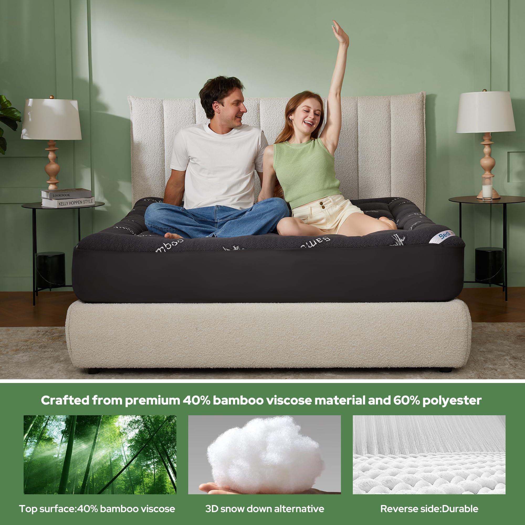 BEDLORE King Topper pillow-top design adds plush support for restful nights.