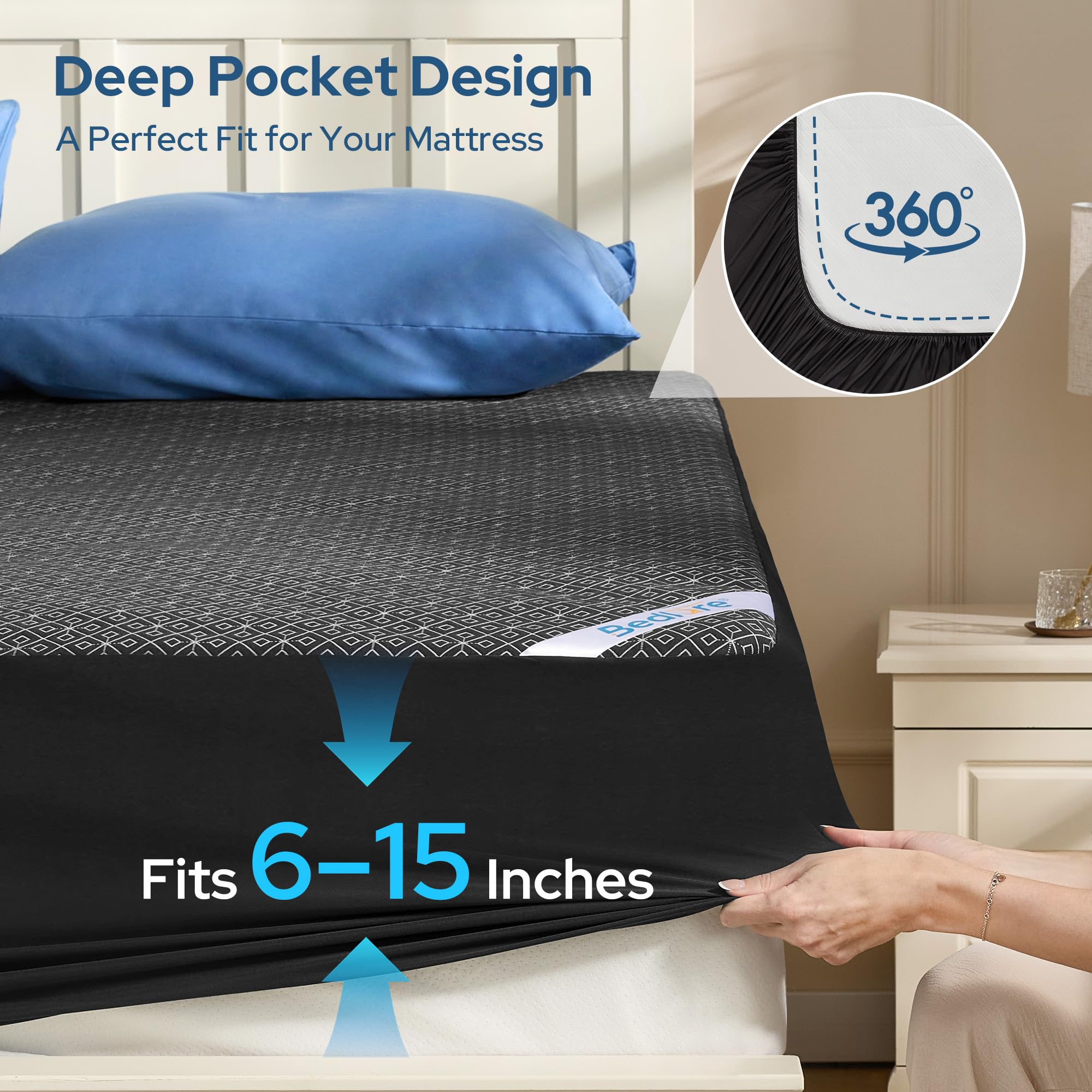 BEDLORE machine-washable mattress protector makes cleanup quick.