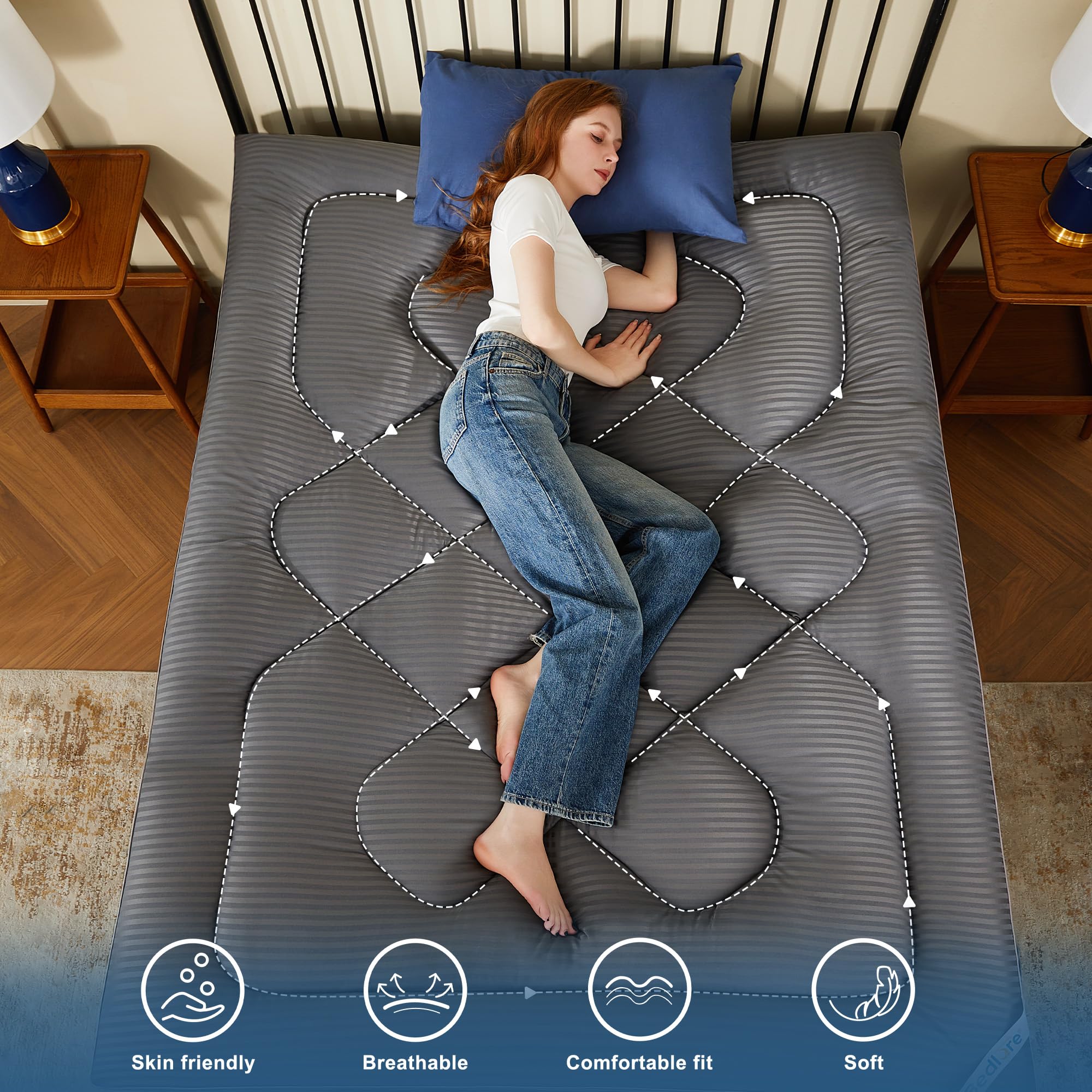 BEDLORE machine-washable topper is easy to clean and stays fluffy after washing.
