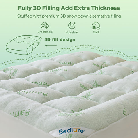 BEDLORE breathable cooling design on queen topper