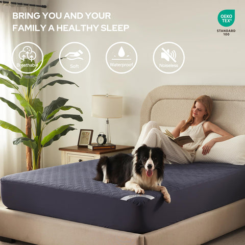 BEDLORE navy blue waterproof pad guards against night leaks