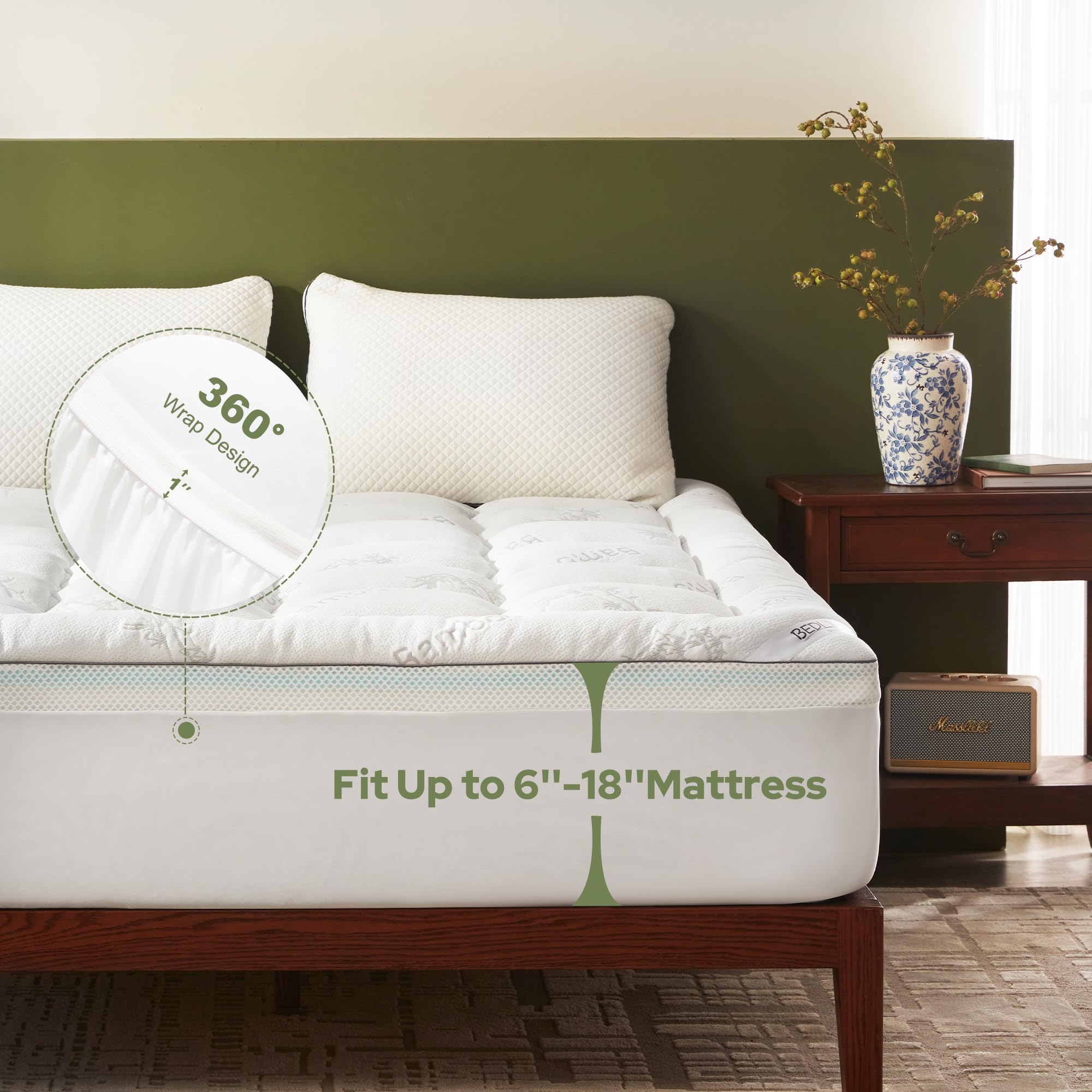 BEDLORE open cell foam layer promotes breathability and temperature control