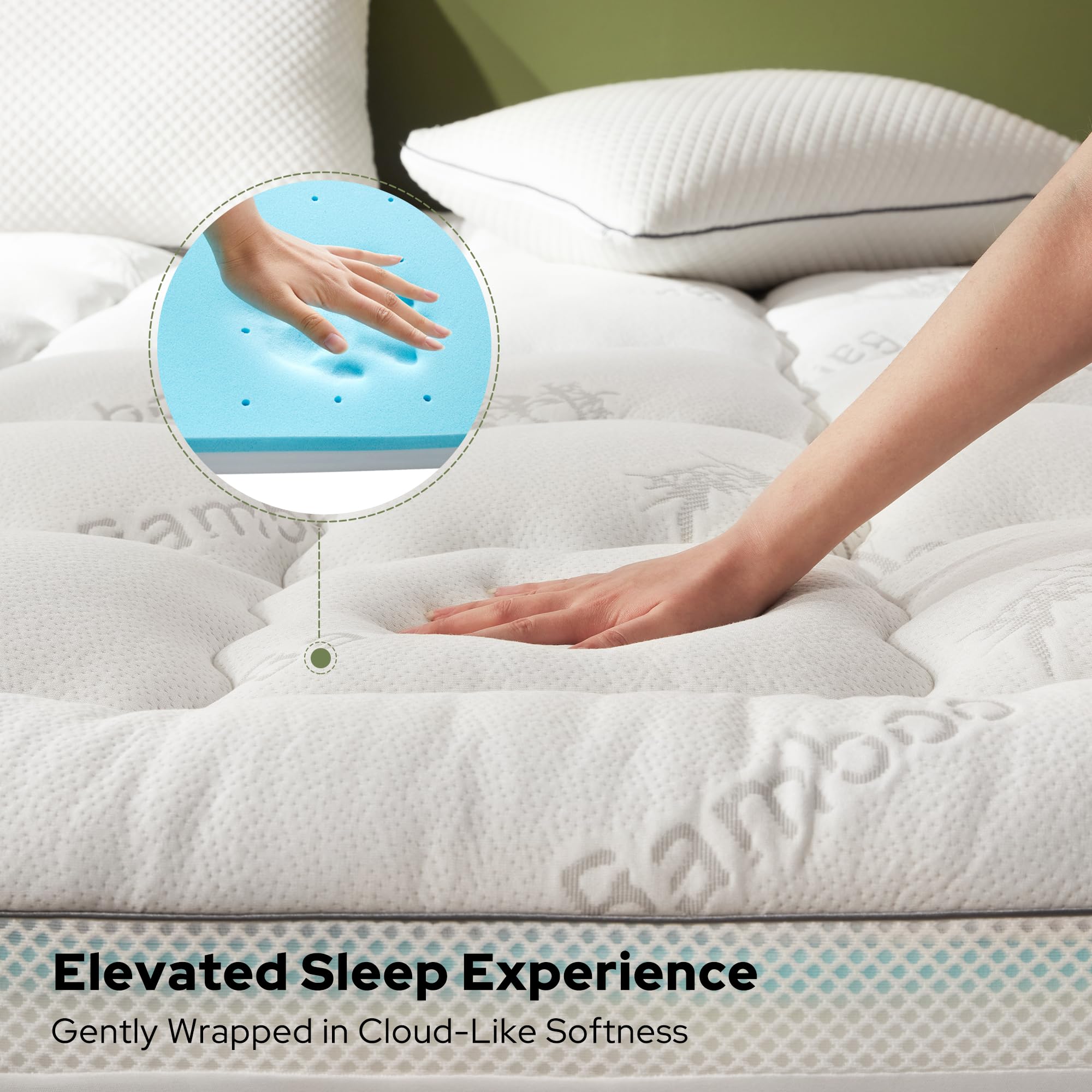 BEDLORE plush pillow top cover close-up highlighting added softness
