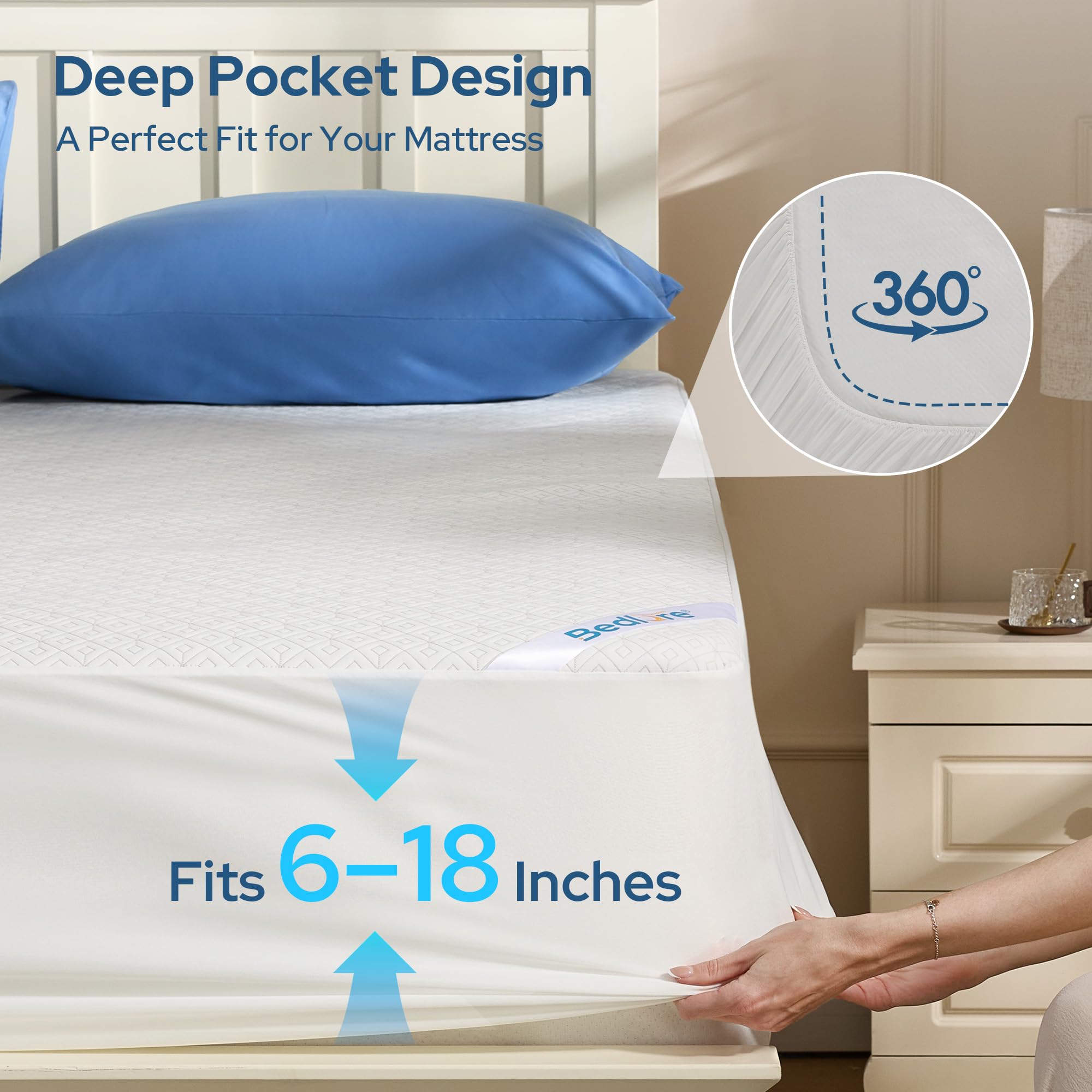 BEDLORE queen-size-protector-fits-6-18-inches provides versatile mattress coverage.