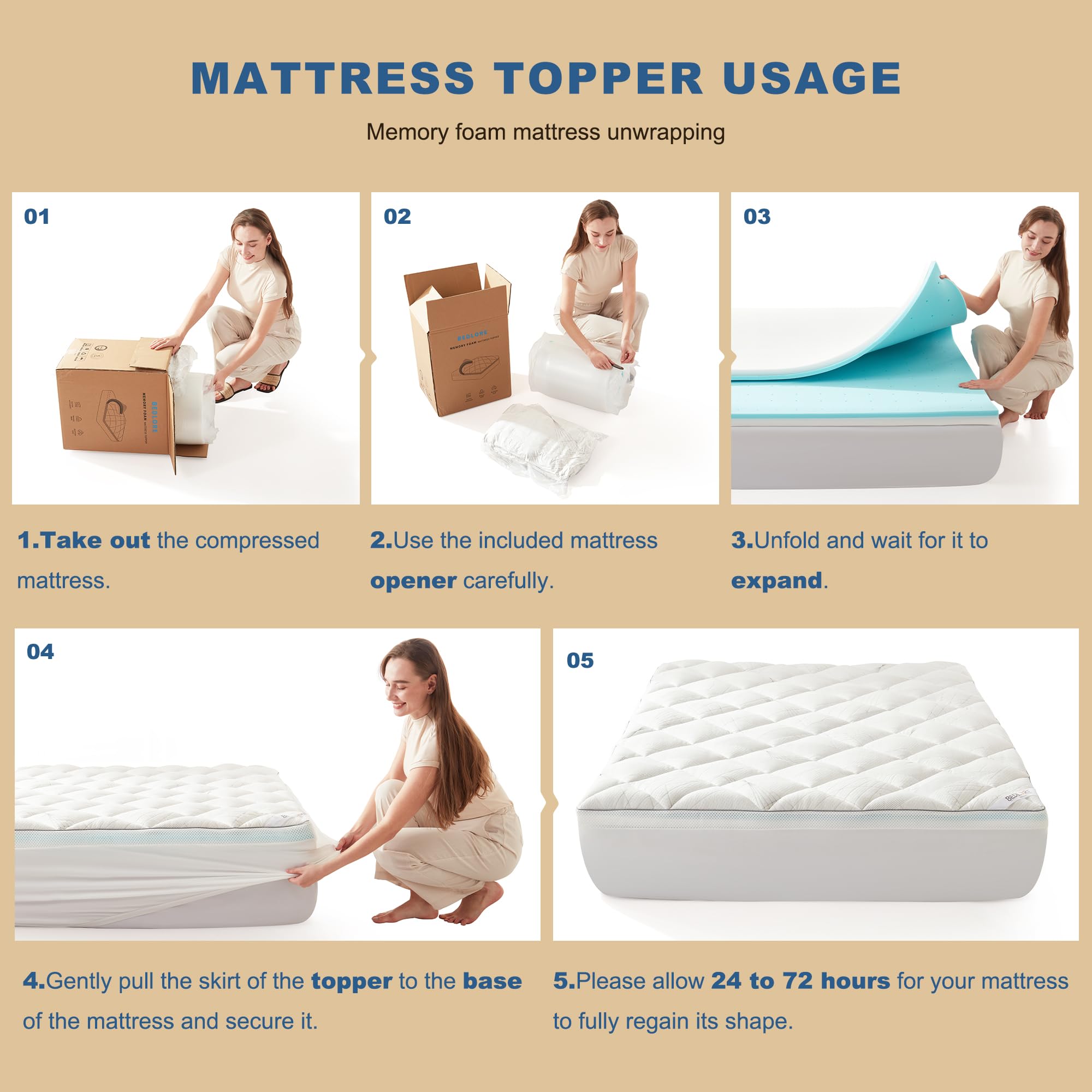 Bedlore room ready topper example shows easy setup and cozy bedroom upgrade.