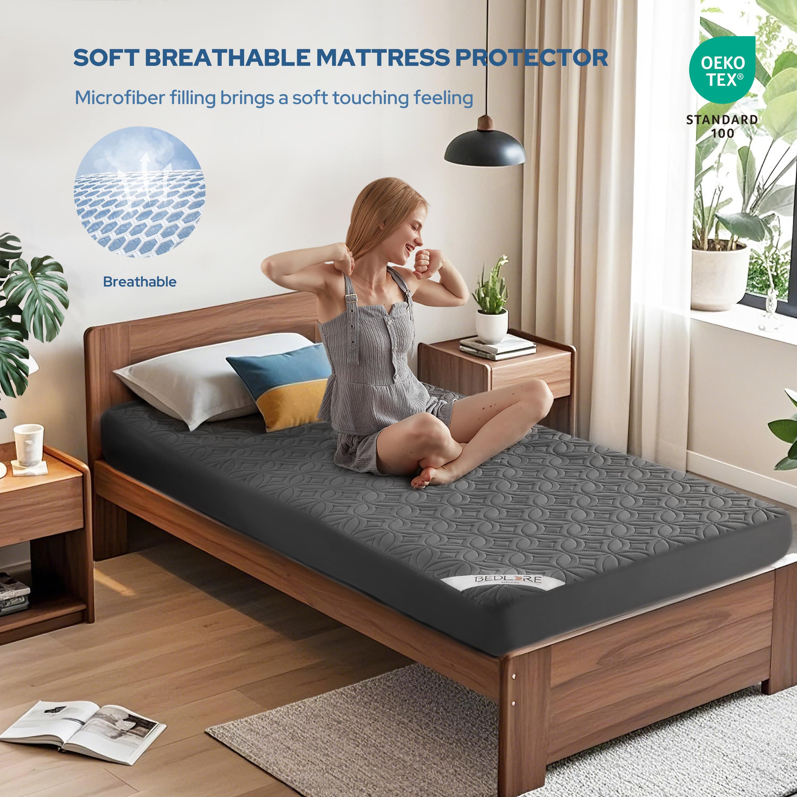 BEDLORE ultra-soft breathable fabric keeps sleep comfortable and quiet