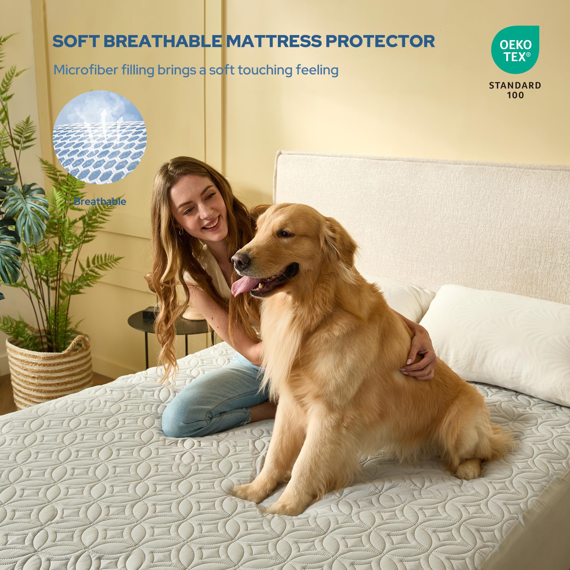 BEDLORE mattress protector shows TPU waterproof layer that blocks liquids