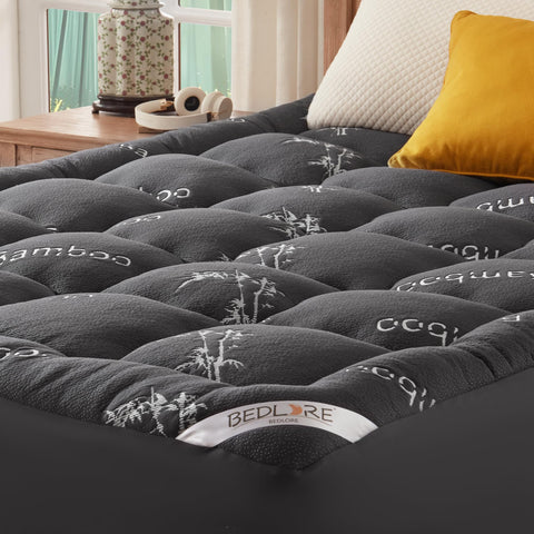 BEDLORE pillow-top twin topper close-up showing plush cushioning for enhanced sleep comfort.