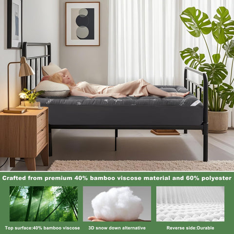 BEDLORE Twin XL deep-pocket topper with elastic edges keeps mattress topper in place