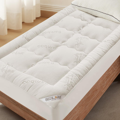 BEDLORE Twin XL pillow-top topper delivers plush comfort for dorm sleep