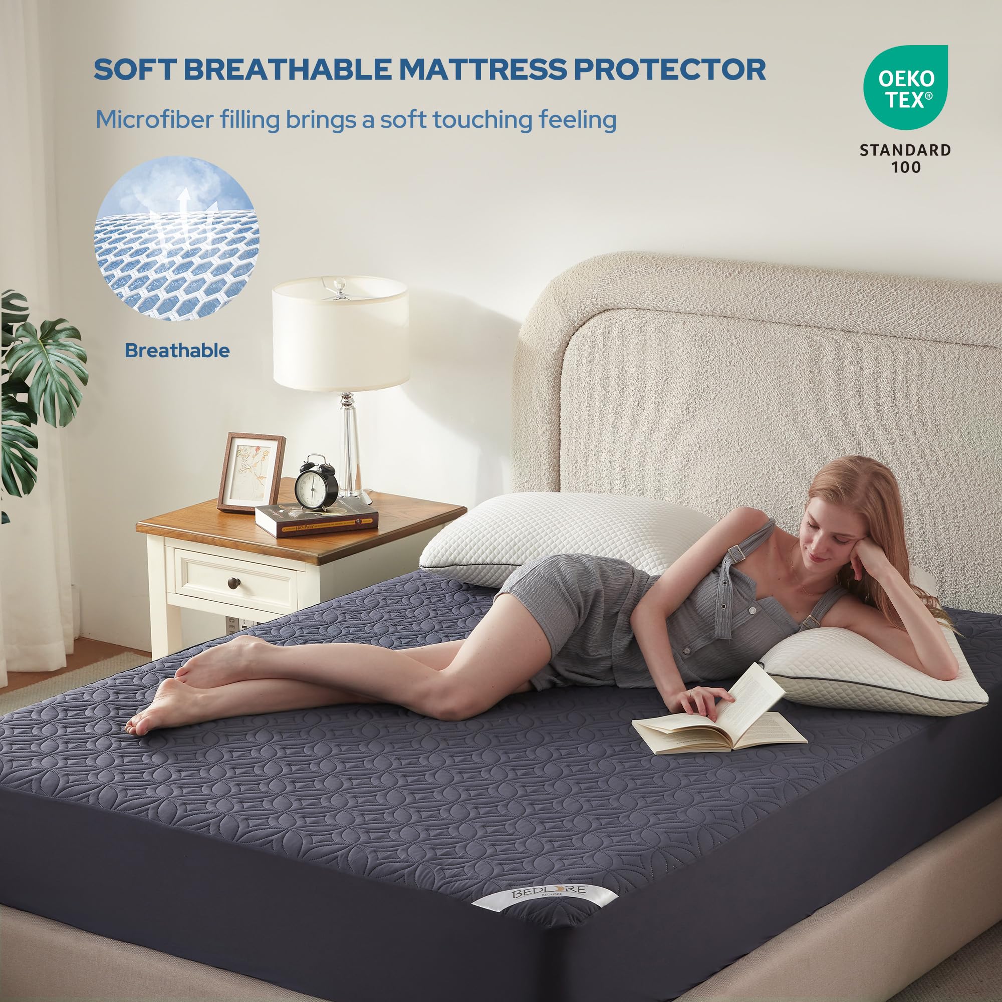 BEDLORE ultra-soft noiseless fabric delivers peaceful sleep.