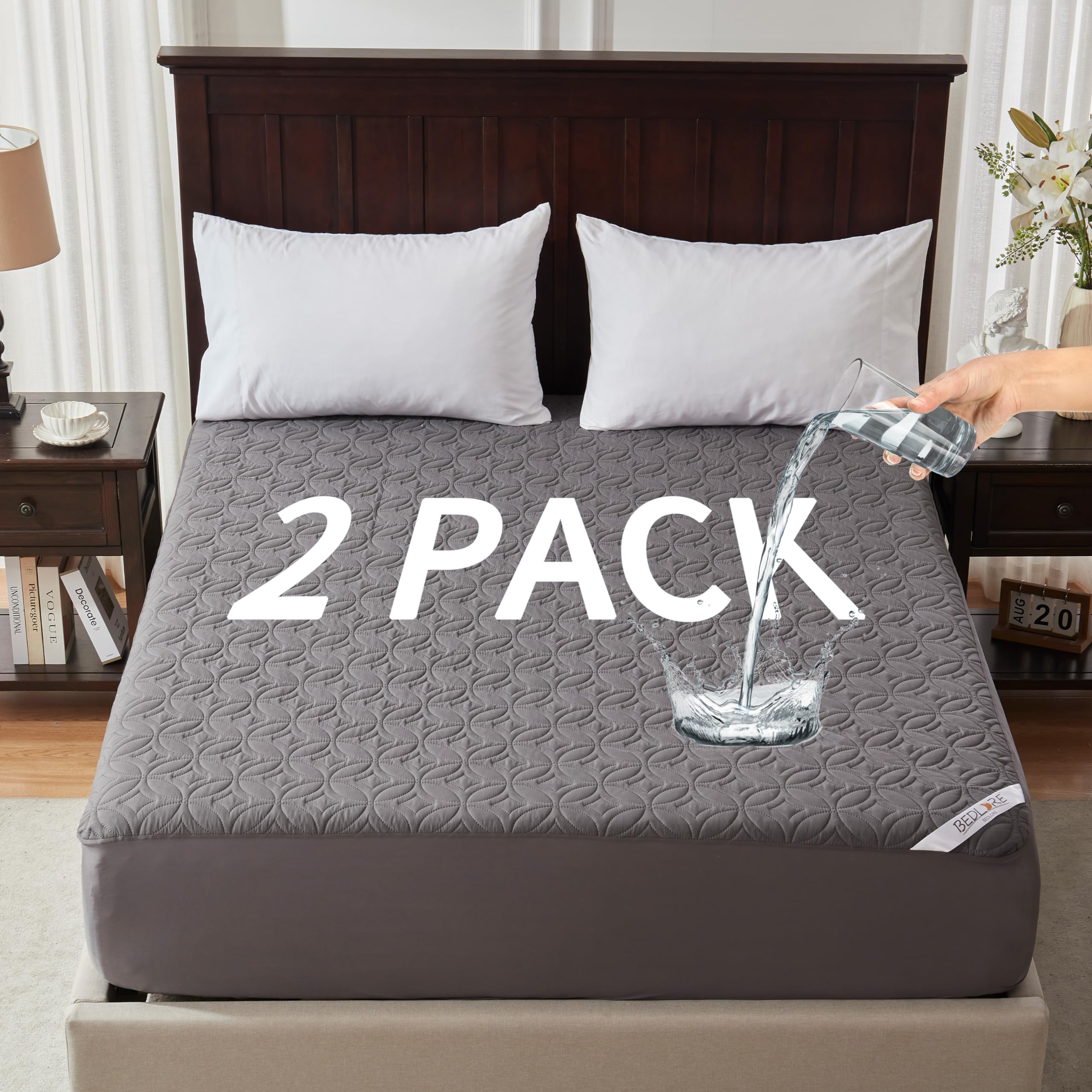 Bedlore waterproof mattress protector, queen size, fits 6–18 inch depth for reliable coverage