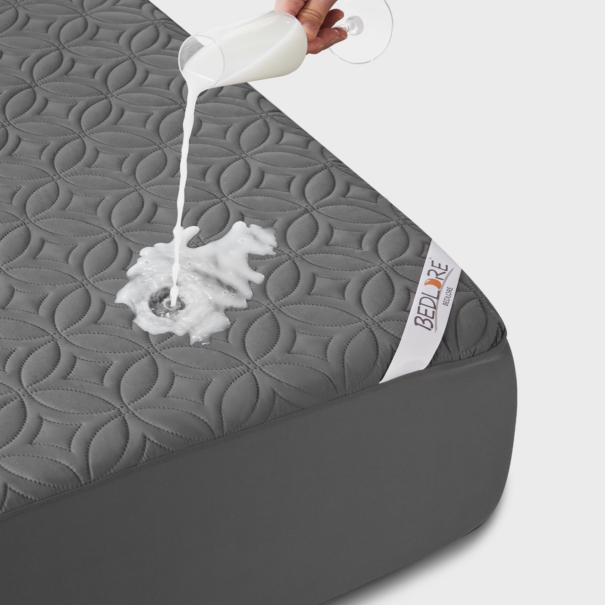 BEDLORE waterproof mattress protector for RV queen, 6-18 inch depth, protects against spills.