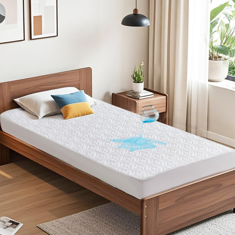 BEDLORE waterproof mattress protector Twin XL with layered barrier for spill protection.