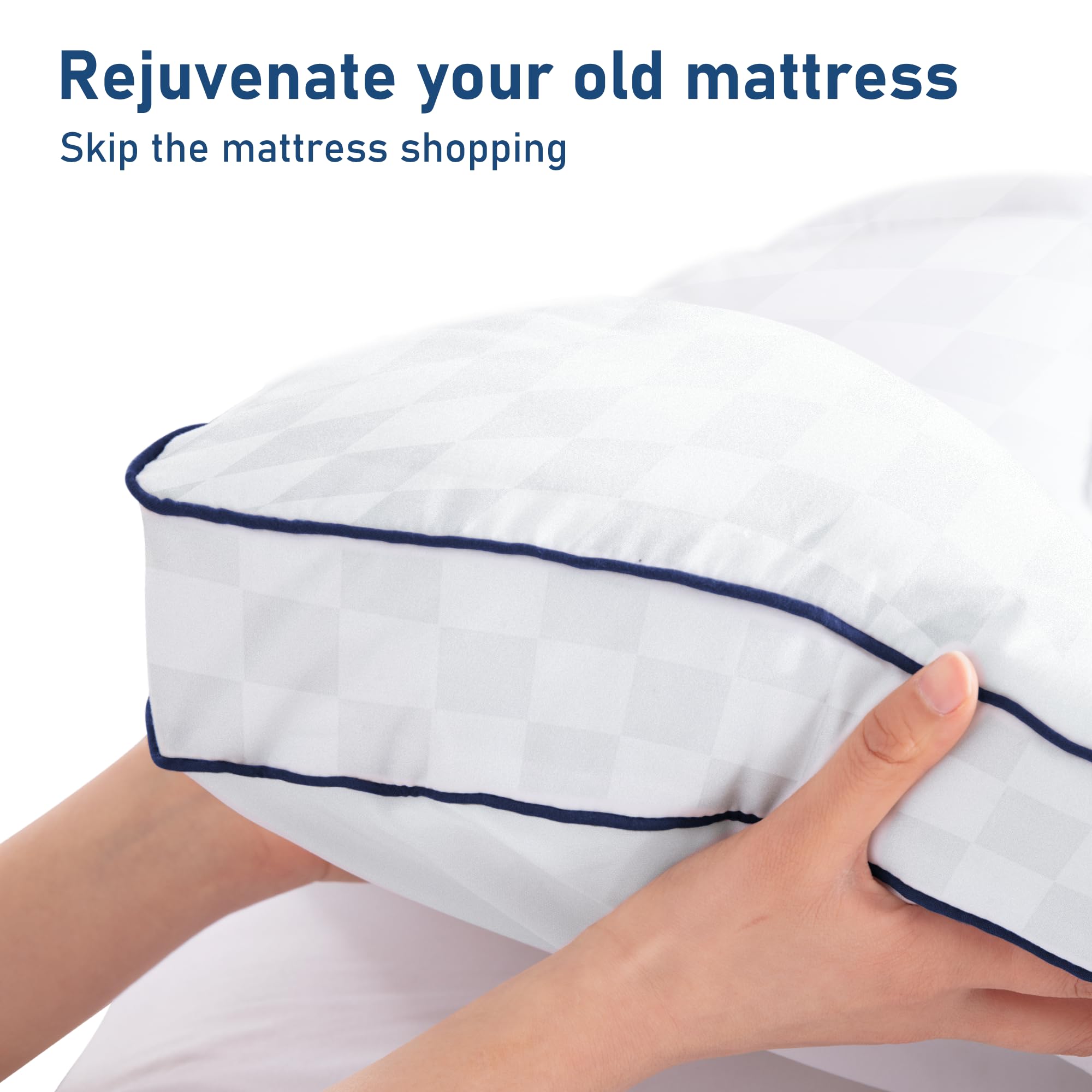 BedLuxury 360 wrap-around skirt keeps topper in place through the night.