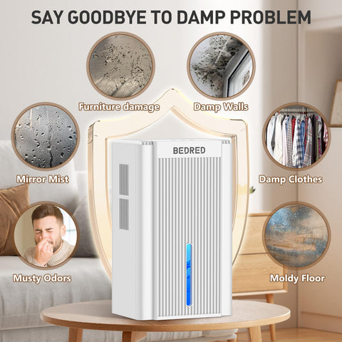 BEDRED 95oz dehumidifier basements setup shows space-saving versatility.