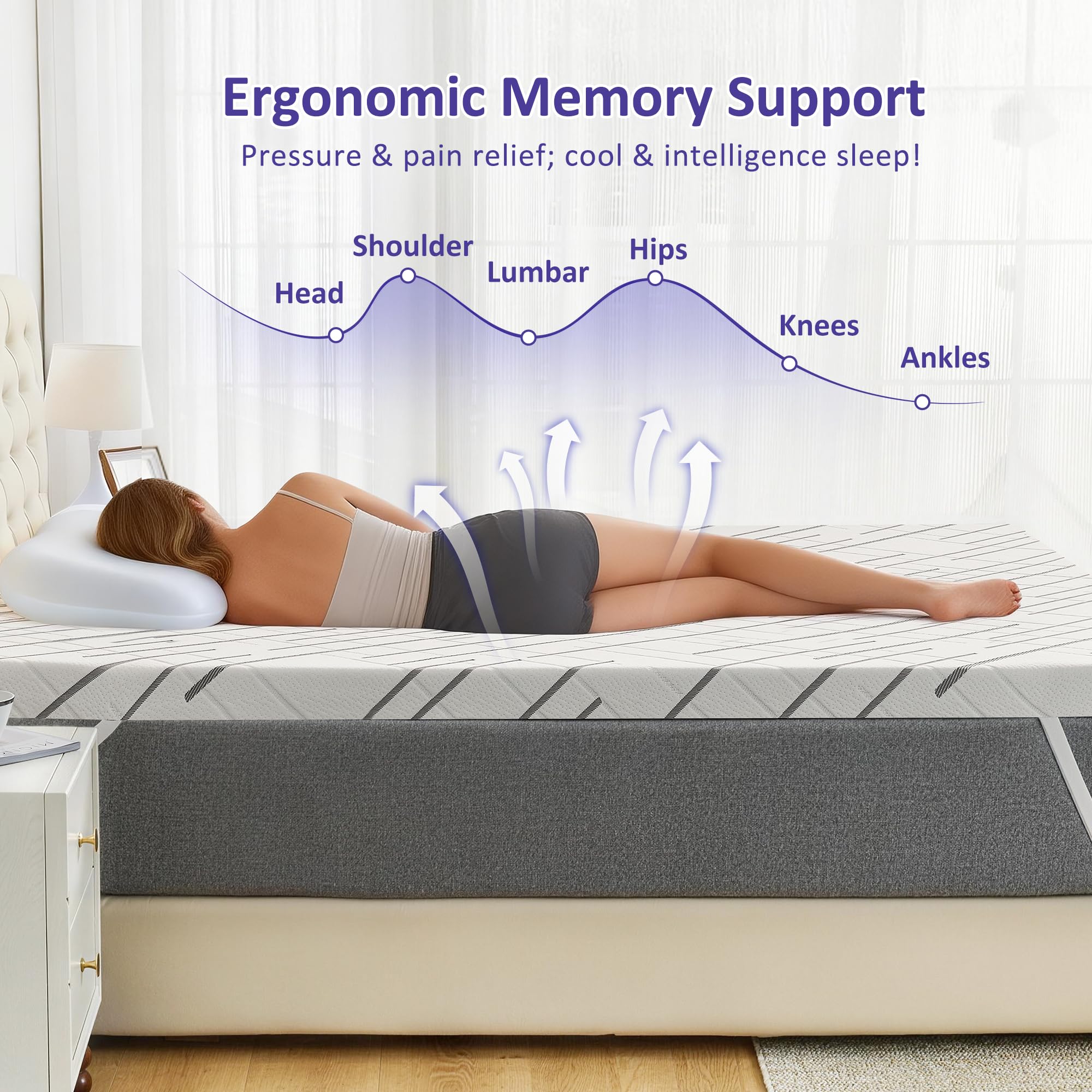 bedsmile body-curve friendly topper supports posture for restful sleep.