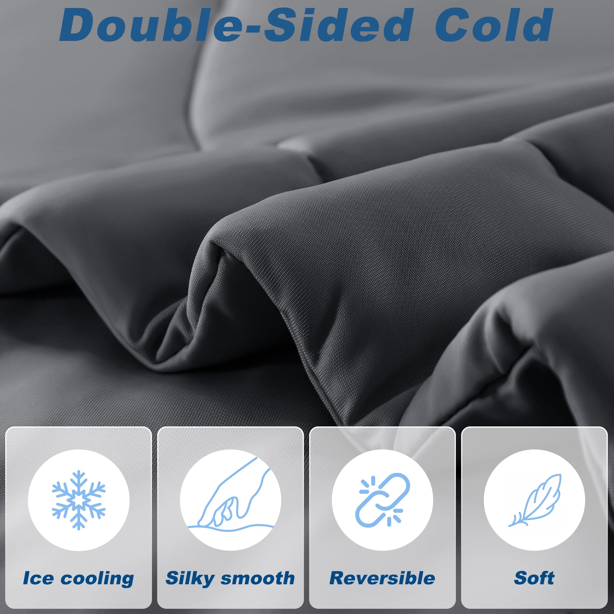 bedsmile cooling comforter king reversible fabric emphasizes equal cooling on both sides.