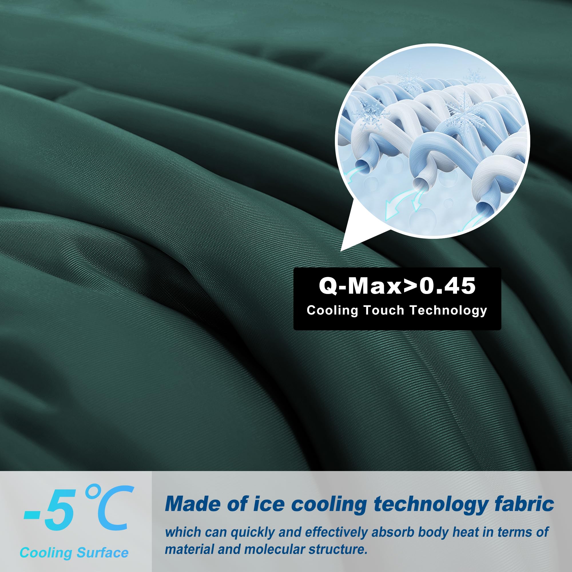 bedsmile cooling comforter queen emerald green folded demonstrates double-sided versatility for all seasons