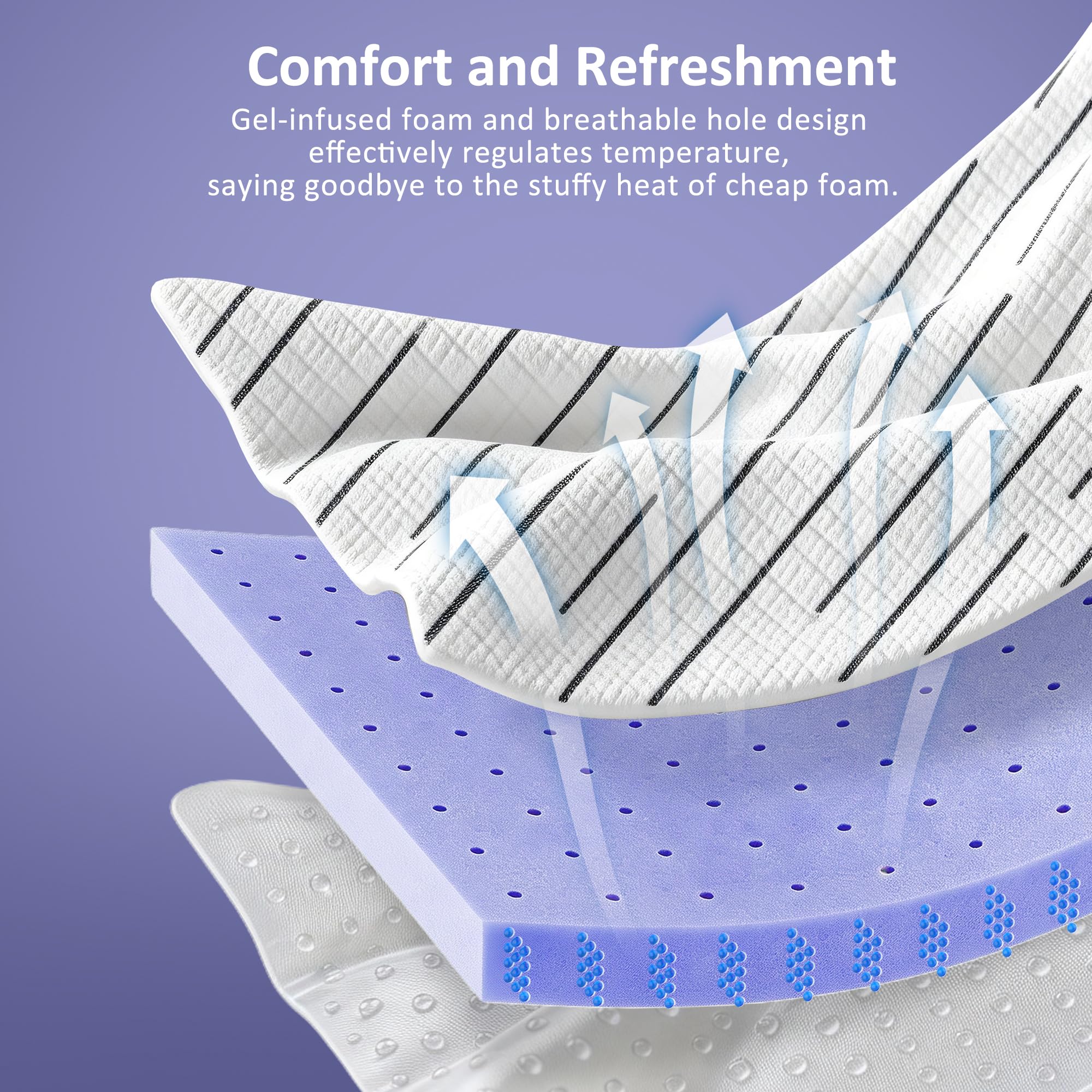 bedsmile foam with ventilation holes promotes airflow and helps regulate temperature.
