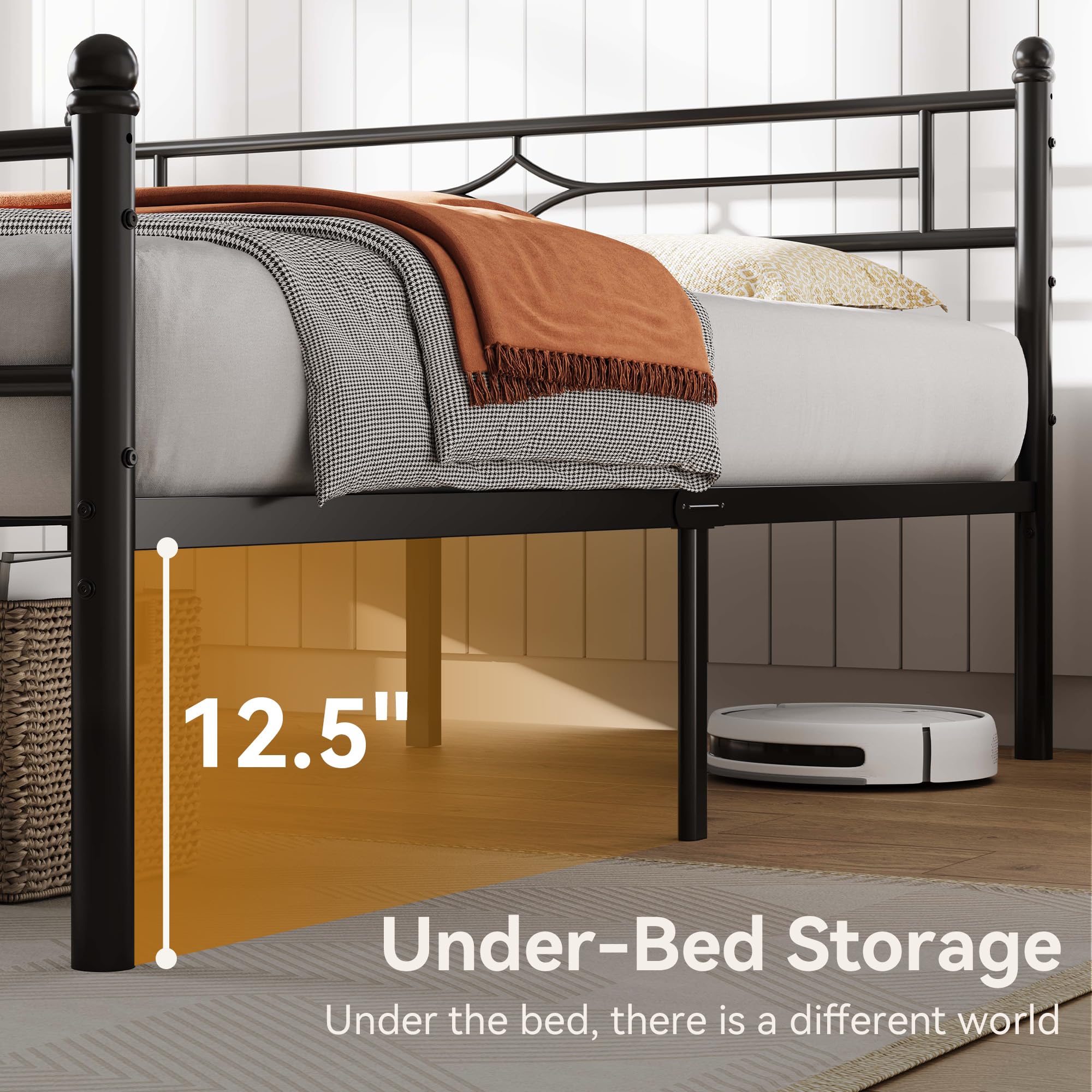 BedsPick Twin Bed Frame sturdy slat support for mattress stability.
