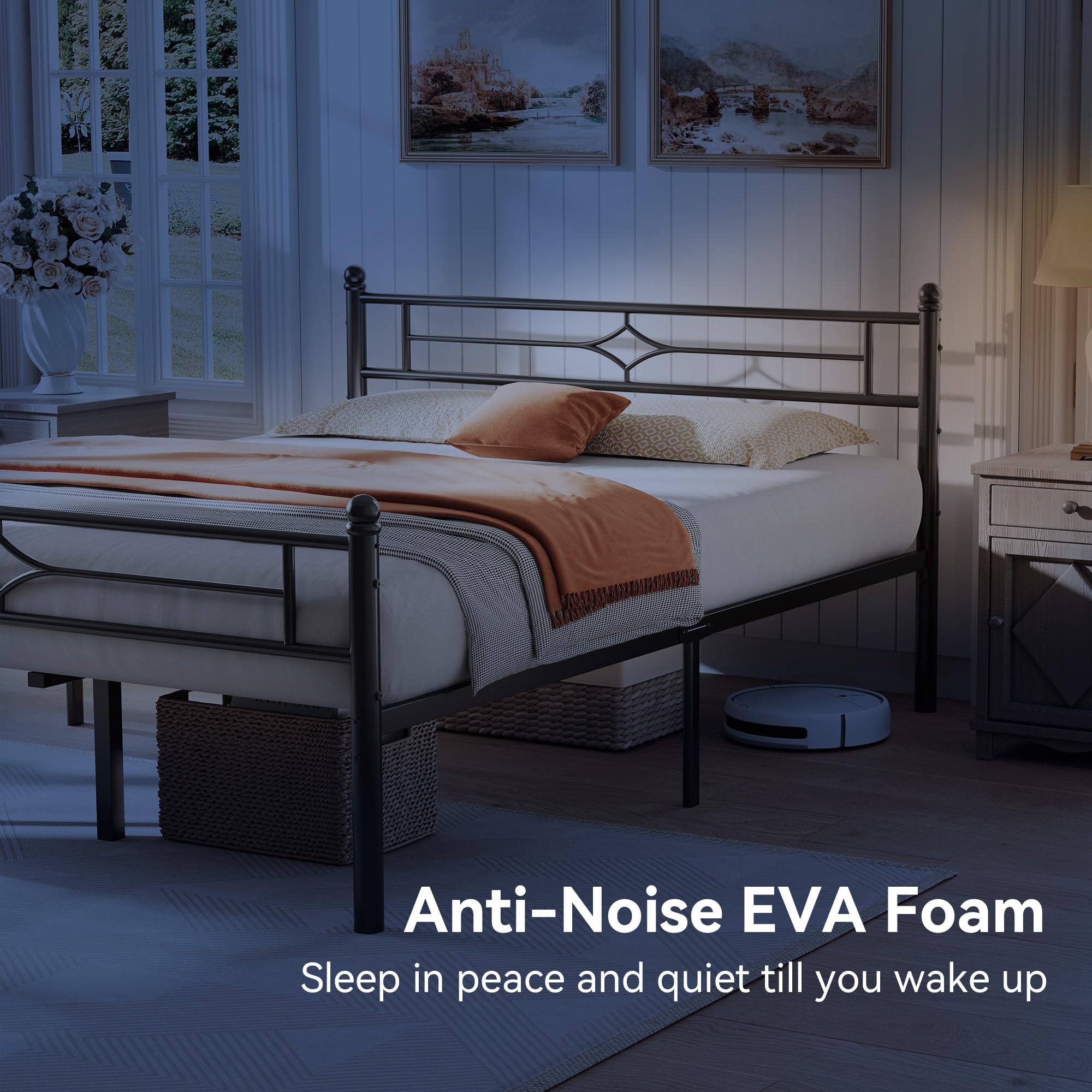 BedsPick Twin Bed Frame smooth carbon steel finish resists dust.
