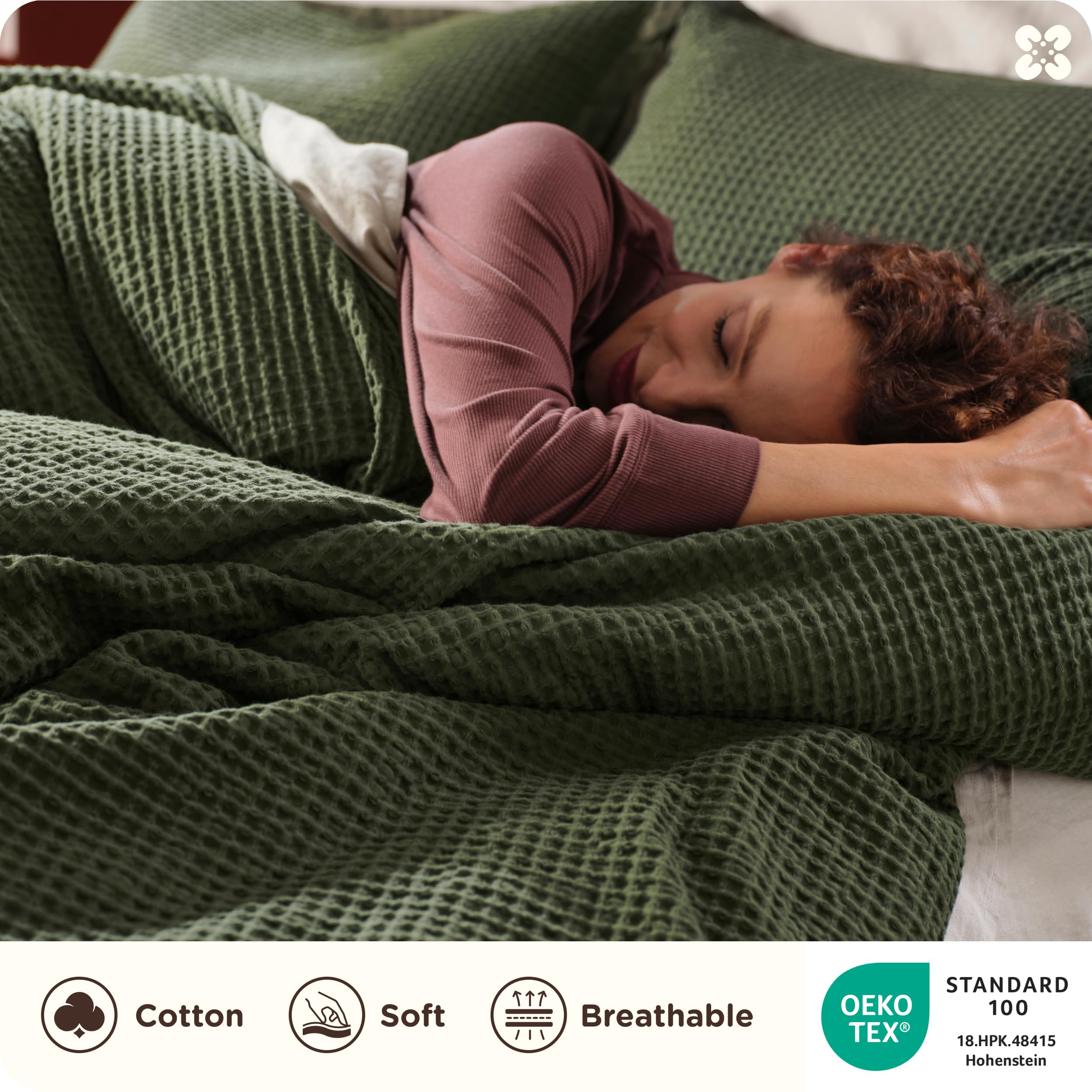 Bedsure 100-percent cotton close-up highlights natural softness