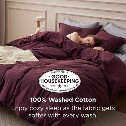 Bedsure 100% washed cotton close-up texture showing breathability